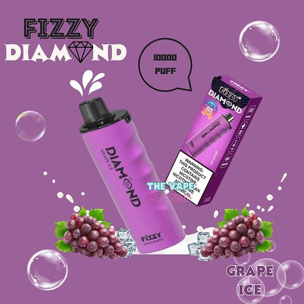 Fizzy Diamond 10000 puff 5% - Grape Melon Ice- Vị Nho Dưa Gang Lạnh