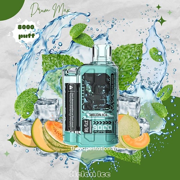 BoAce Drum Max 8000 puff 5% - Melon Ice - Vị Dưa Lưới Lạnh