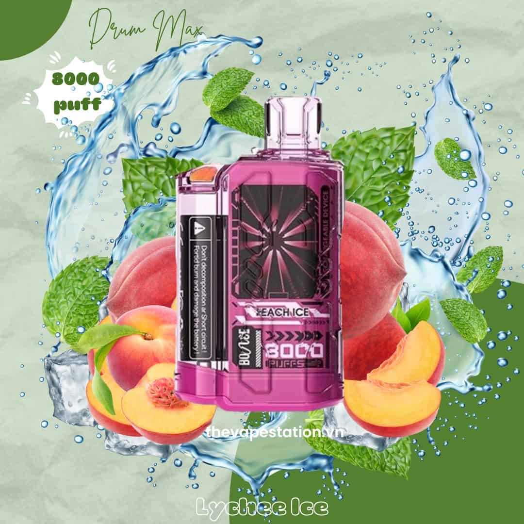 BoAce Drum Max 8000 puff 5% - Peach Ice - Vị Đào Lạnh